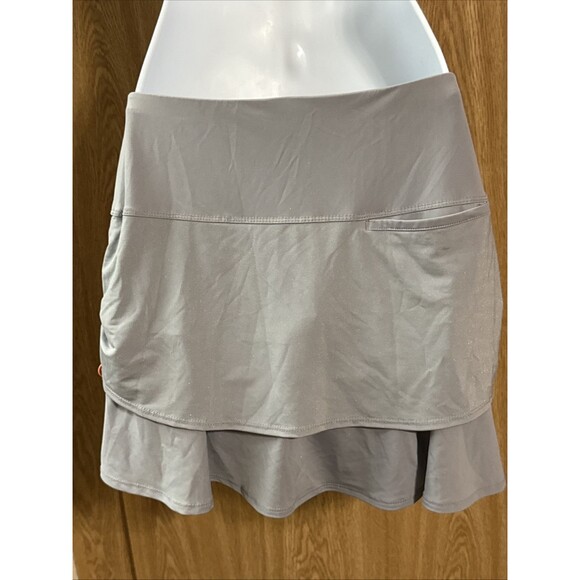 Lucky in Love Instinct Spark Tennis Skirt Skort Size Large 12 Gray Orange Bungee - Picture 3 of 10